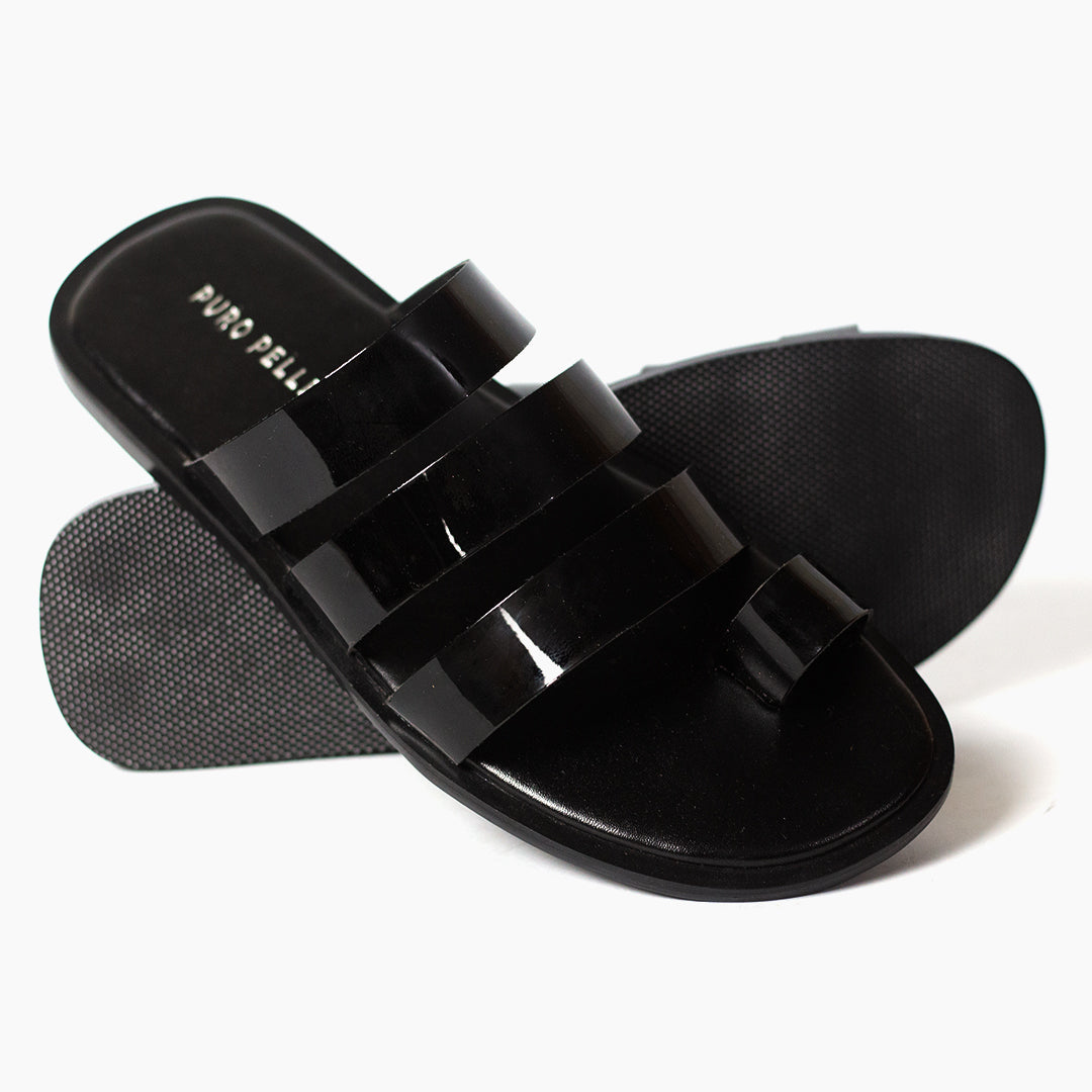 Black Patent Leather Slipper SA24