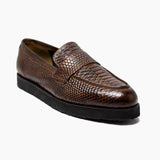 Men Formal High Sole Brown Croc Pure Leather Shoe