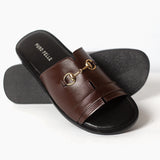Men Brown Leather Slippers SlpBr02