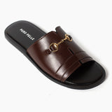 Men Brown Leather Slippers SlpBr02