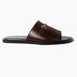 Men Brown Leather Slippers SlpBr02