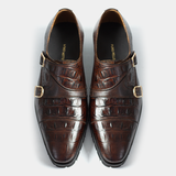 Men Formal High Sole Brown Croc Pure Leather Shoe 009