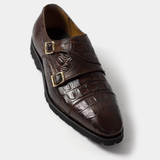 Men Formal High Sole Brown Croc Pure Leather Shoe 009