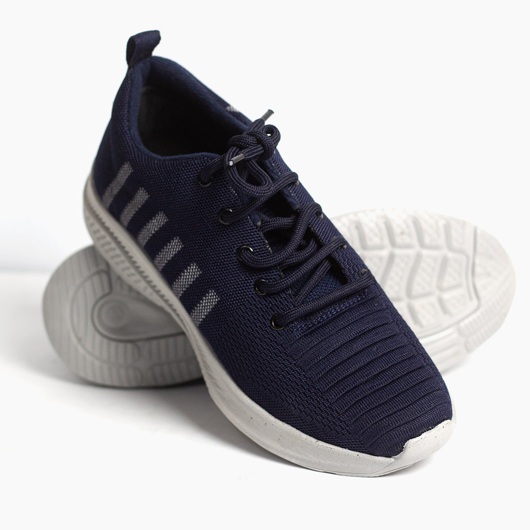 Blue Fly Knitted Laced Running Sneakers