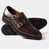 Men Formal High Sole Brown Croc Pure Leather Shoe 009