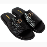 Men Slipper Premium Black textured Patent SLP21