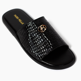 Men Slipper Premium Black textured Patent SLP21